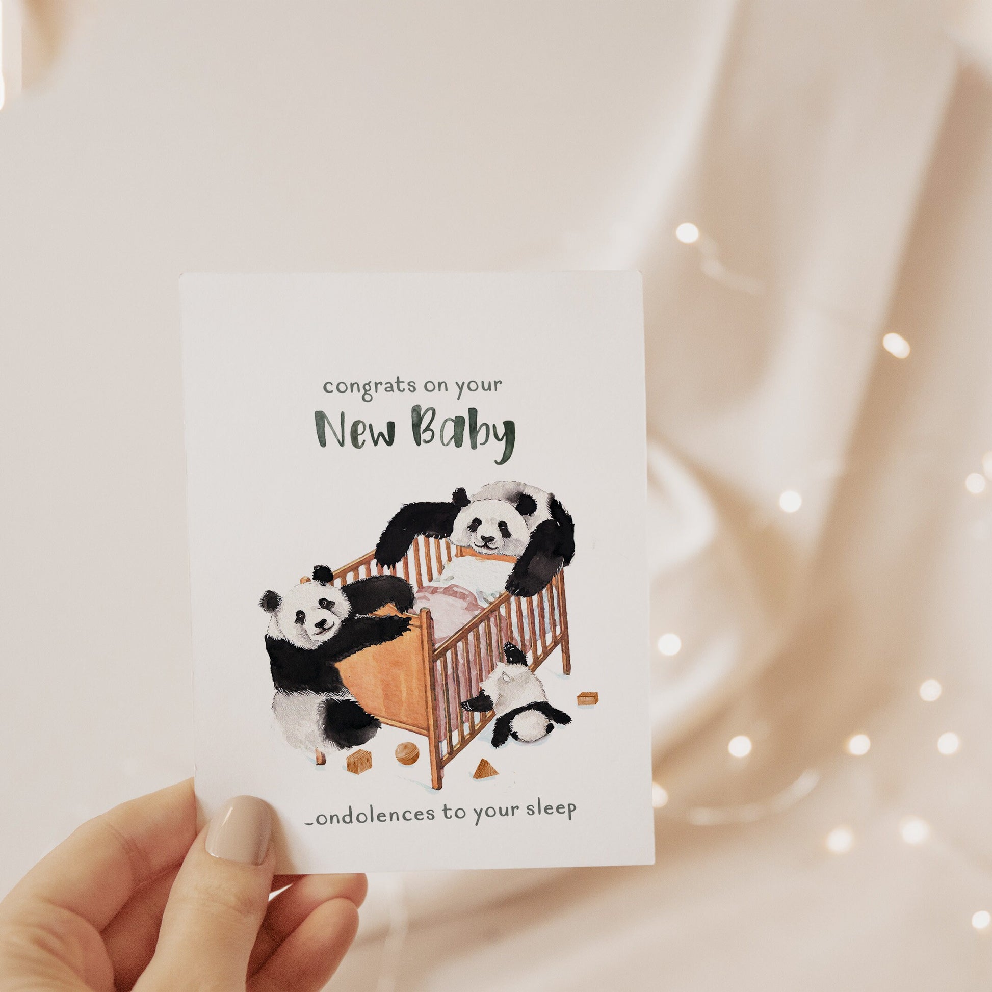 Panda New Parents Congratulations Baby Card - New Baby Card Funny - Baby Shower Gift For New Dad New Mom