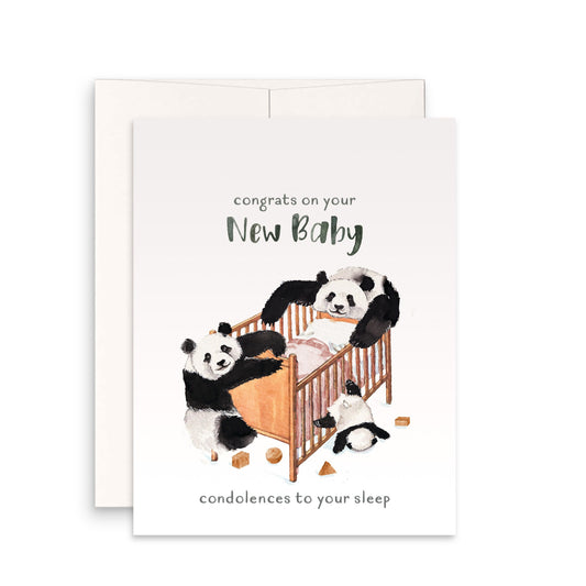 Panda New Parents Congratulations Baby Card - New Baby Card Funny - Baby Shower Gift For New Dad New Mom