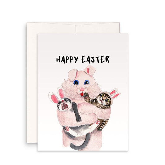 Funny Easter Cards For Best Friends - Creepy Rabbit Cats Easter Cards