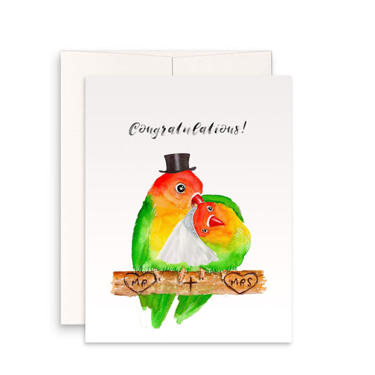 Lovebird Couple Bird Wedding Card Funny - Wedding Congratulations Cards For Bird Lovers