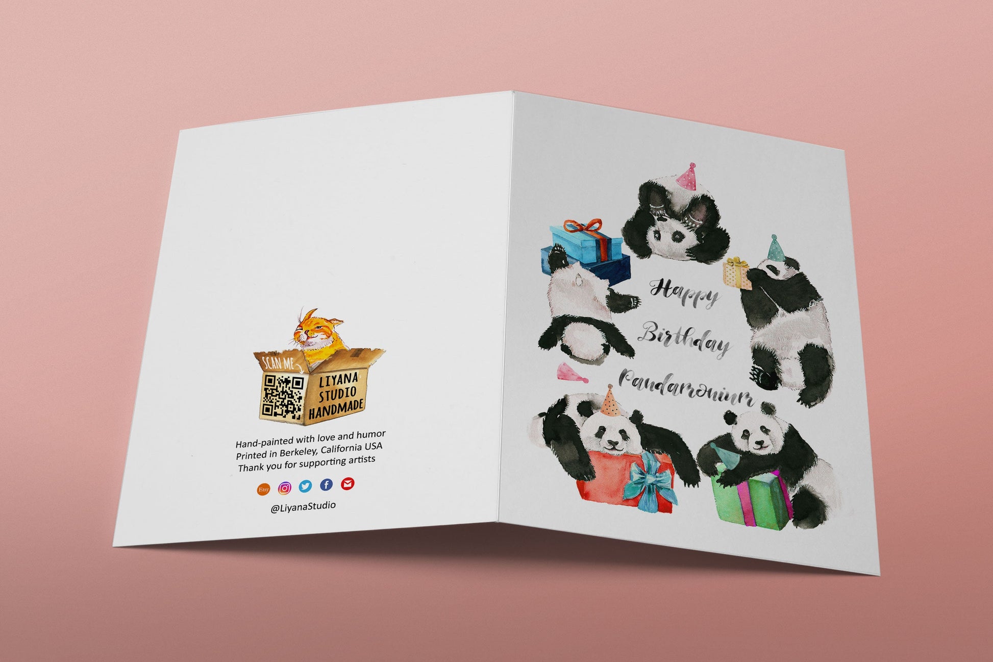 Panda Birthday Card Funny - Giant Panda Bear Party Pandamonium - Cute Birthday Cards For Her