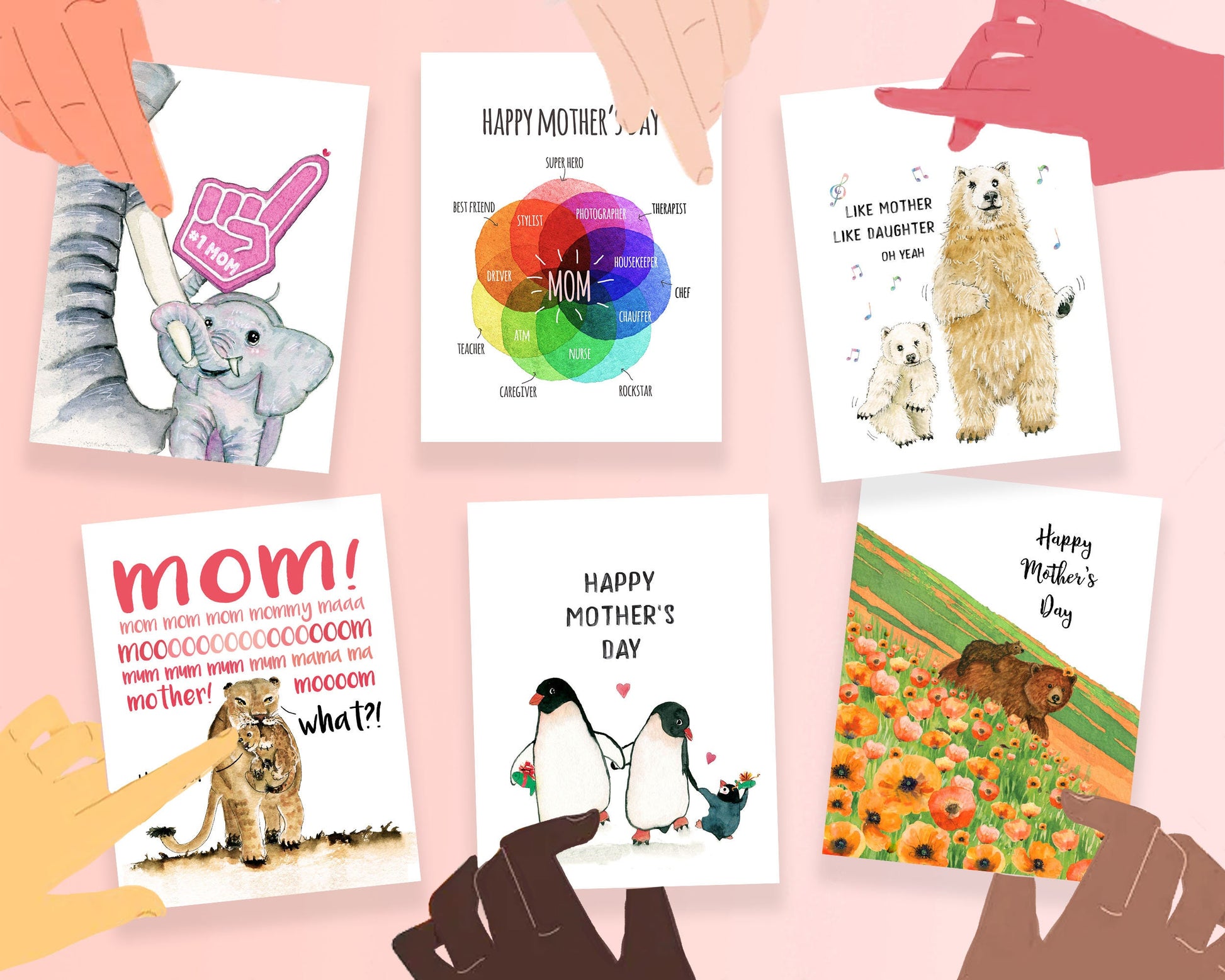 Lion Funny Mothers Day Card From Daughter - Lions Mom And Baby Birthday Card For Mom