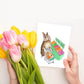 Rabbit Bunny Easter Cards For Kids - Watercolor Egg Easter Gifts For Granddaughter