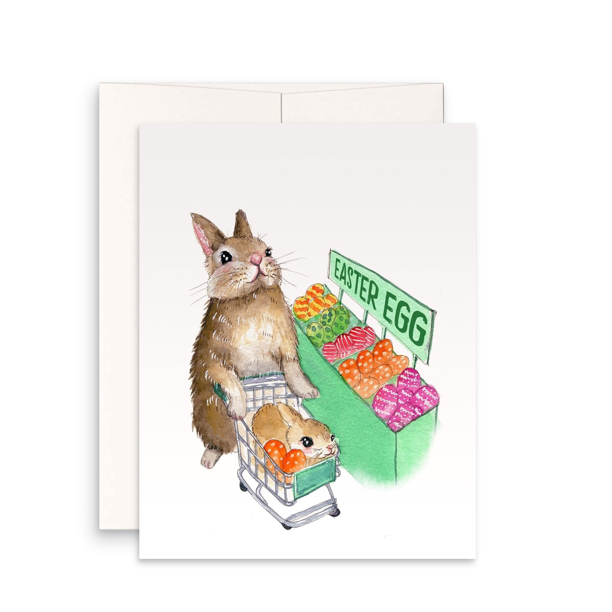 Rabbit Bunny Easter Cards For Kids - Watercolor Egg Easter Gifts For Granddaughter