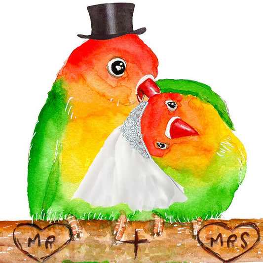 Lovebird Couple Bird Wedding Card Funny - Wedding Congratulations Cards For Bird Lovers