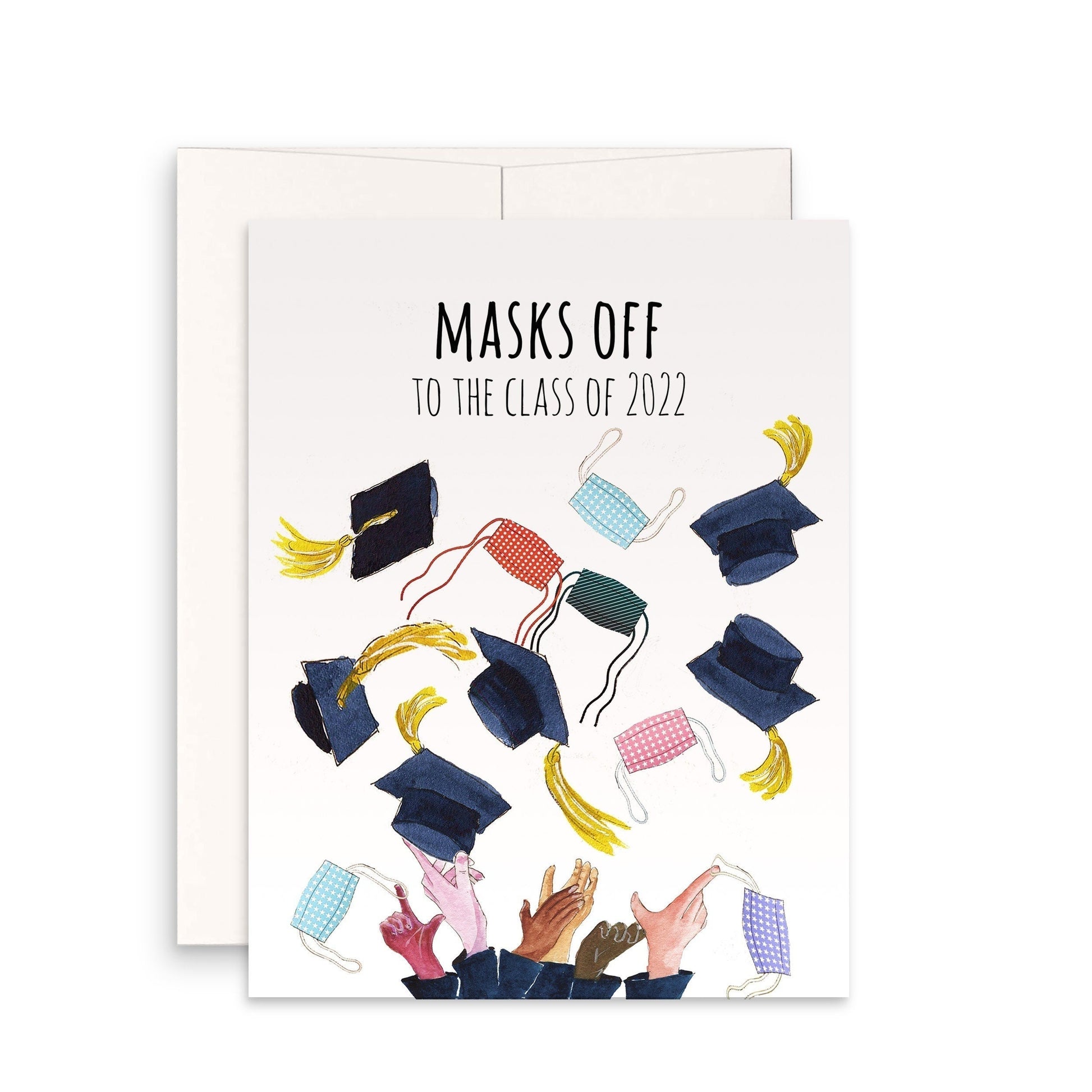 Funny Graduation Cards - Face Masks Grad Cap - Virtual Learning Class Of 2022