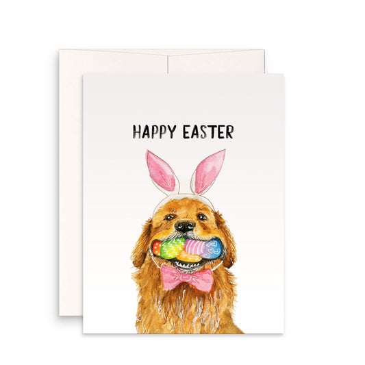 Golden Retriever Dog Funny Easter Cards For Kids - Watercolor Egg Easter Gifts For Granddaughter