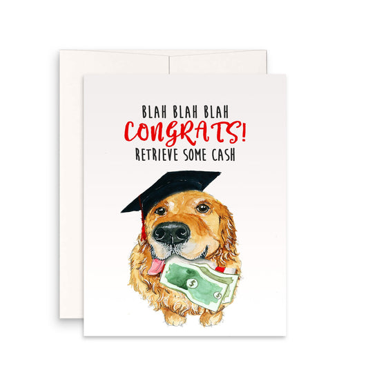 Golden Retriever Dog Graduation Cards Funny - Money Holder Cash Enclosed Card