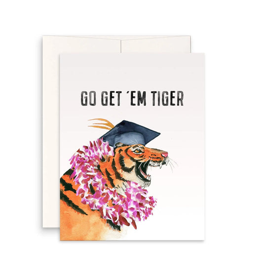 Funny Graduation Card 2022 - Go Get Em Tiger Graduation Gift For Daughter - Orchid Flower Lei Grad Congratulations Cards