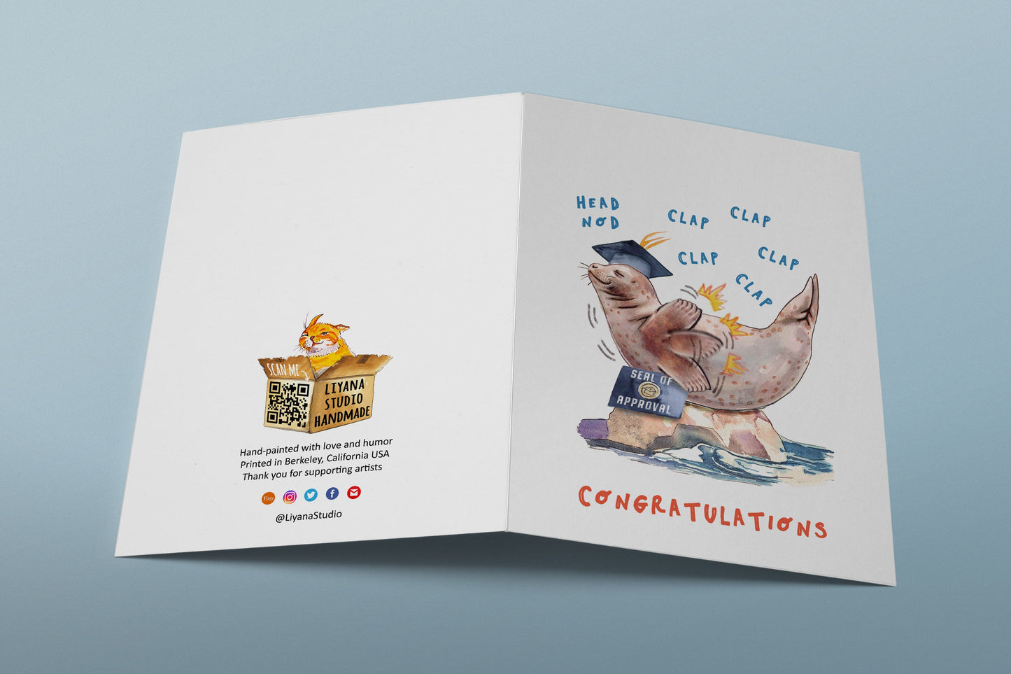 Seal Funny Graduation Card 2022 - Seal Of Approval Graduation Gift For Son - Sea Lion Grad Congratulations Cards
