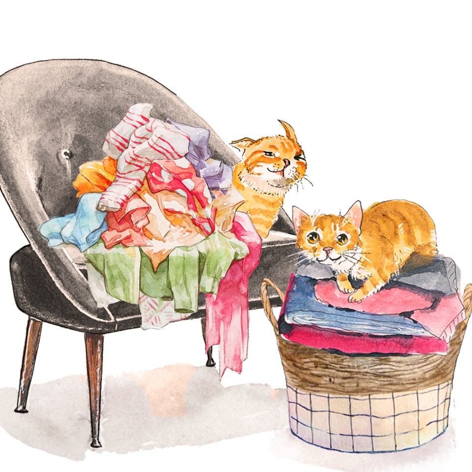 Laundry Cat Funny Anniversary Cards For Husband - You Fold Towels Wrong - 4th Linen Anniversary Card For Him