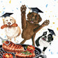 BBQ Dog Graduation Cards Funny - Steak Well Done Grads - Congratulations Card For Dog Lovers