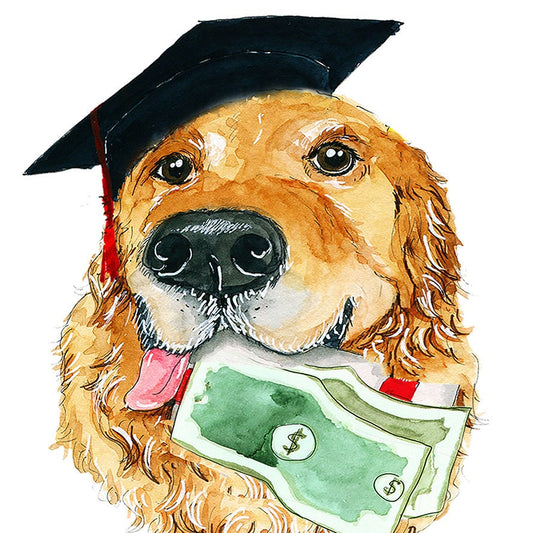 Golden Retriever Dog Graduation Cards Funny - Money Holder Cash Enclosed Card