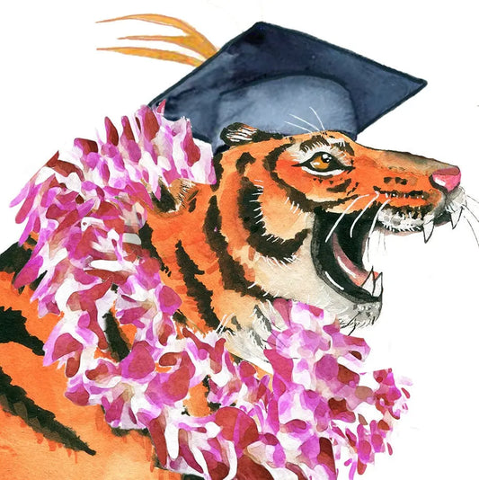 Funny Graduation Card 2022 - Go Get Em Tiger Graduation Gift For Daughter - Orchid Flower Lei Grad Congratulations Cards