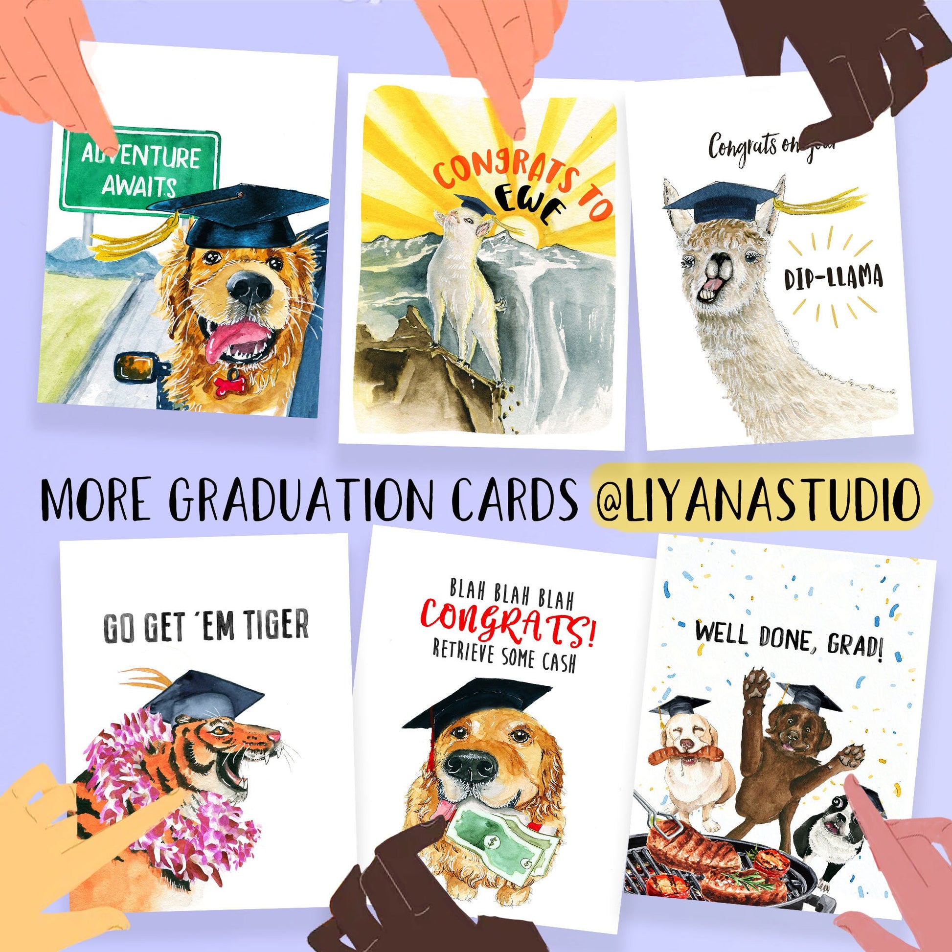 Cat Bent Diploma Funny Graduation Card 2024 - Texedo Cat Graduation Cards For Cats Lovers - Liyana Studio Handmade Greeting Cards