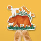 Poppy Flower Bear Sticker - California Flag Travel Lover Gift - Water Bottle Waterproof Stickers For Nature Hiking Adventure - Liyana Studio