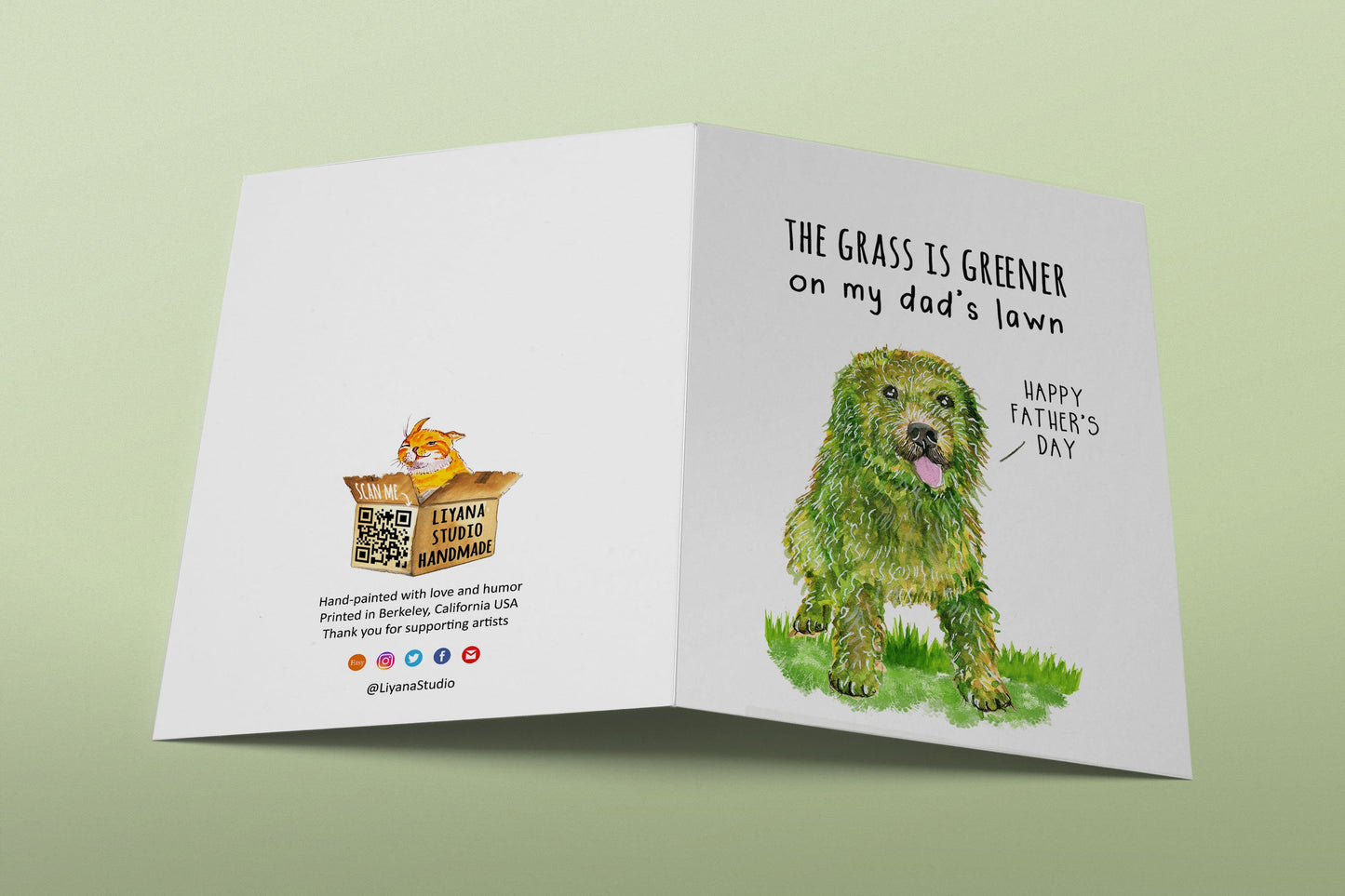 Greener Lawn Dog Dad Card - Happy Father's Day Card Funny - Unique Fathers Day Gift From Son