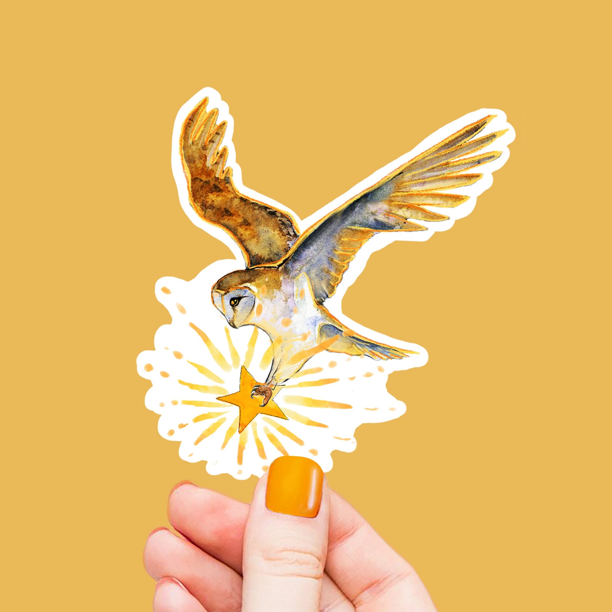 Barn Owl Star Bird Stickers - Watercolor Owl Sticker For Birds