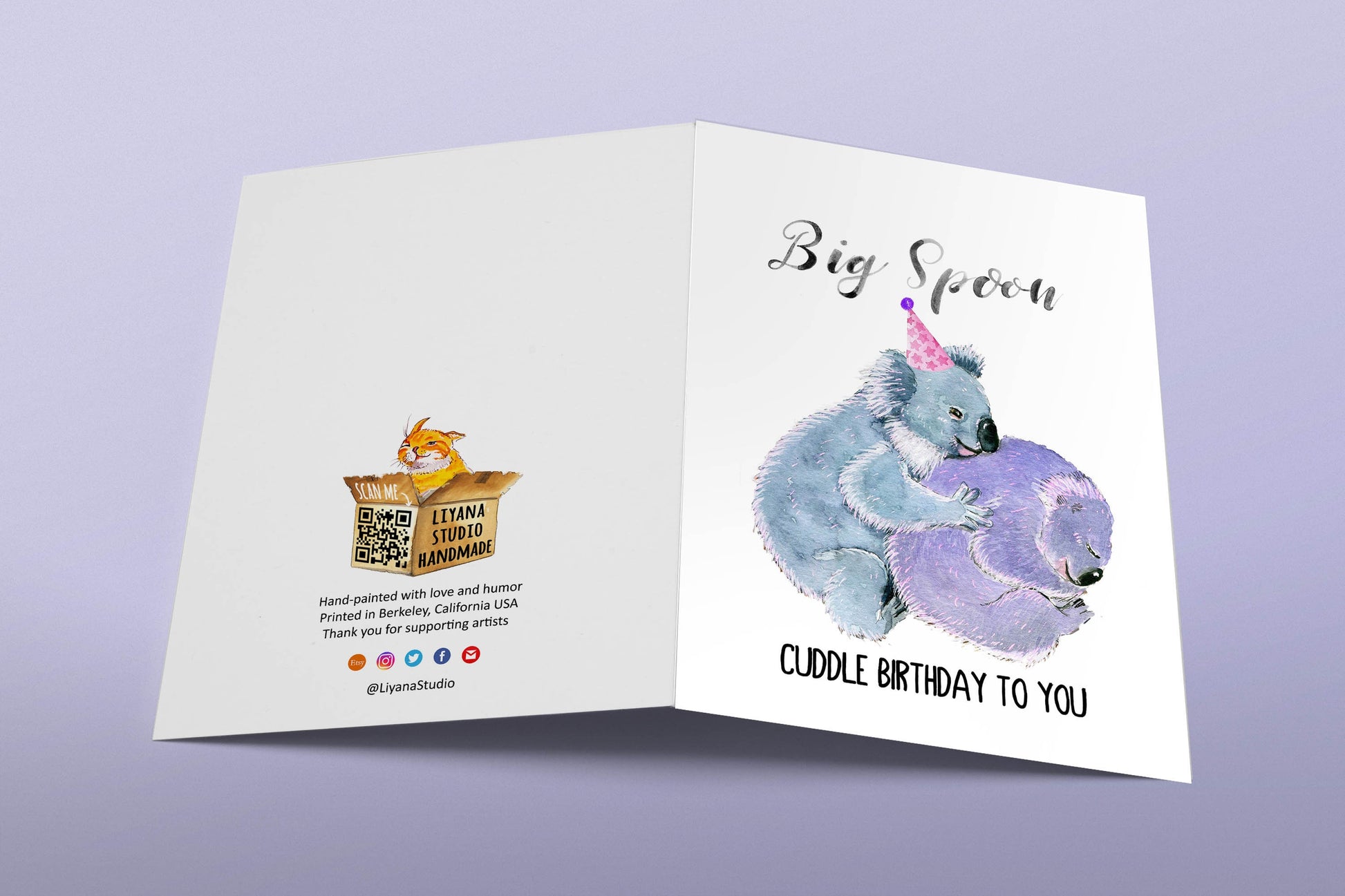 Cuddle Koala Birthday Card For Big Spoon - Cute Birthday Card For Boyfriend - Husband Birthday Gift From Wife