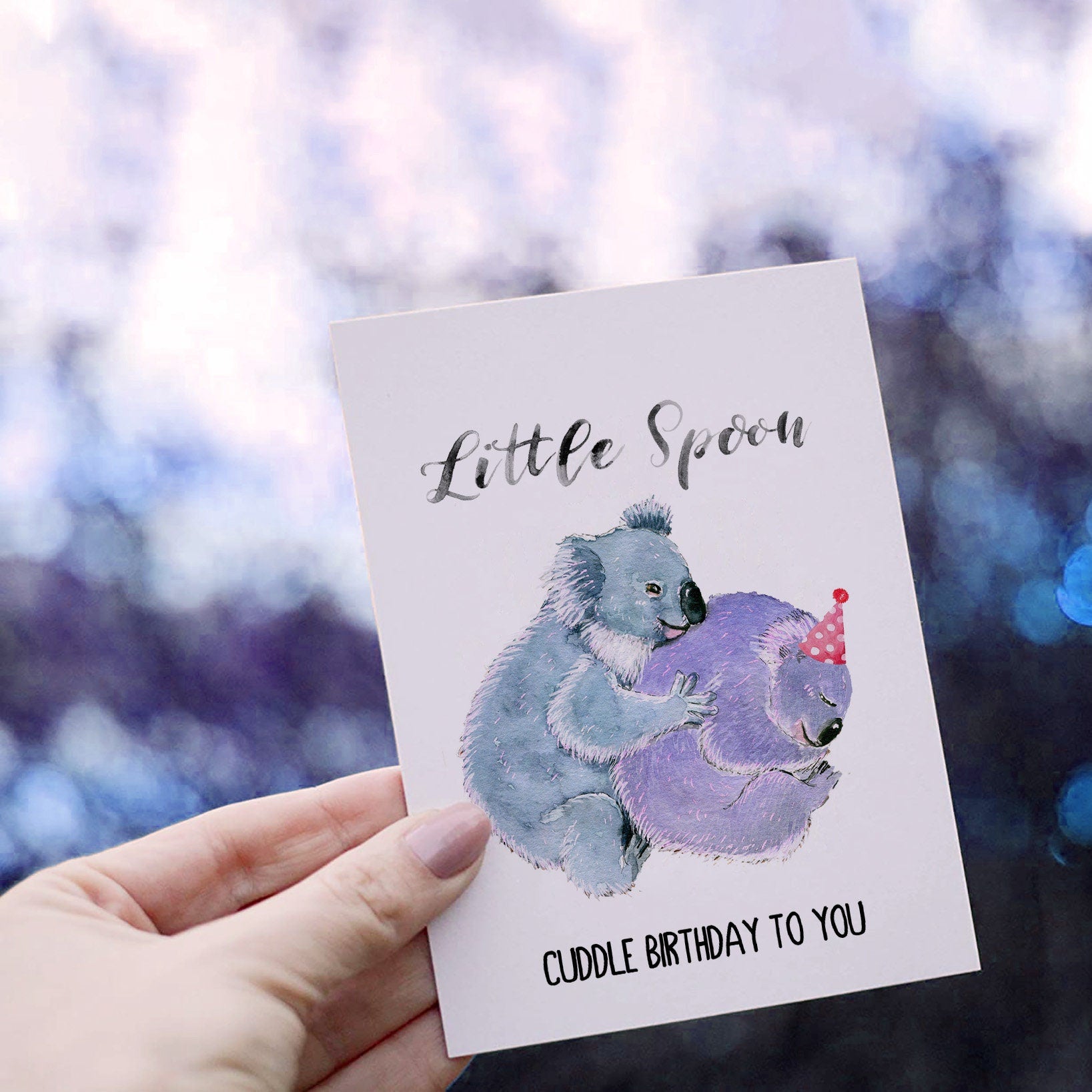 Cuddle Koala Birthday Card For Little Spoon - Cute Birthday Card For Boyfriend - Husband Birthday Gift From Wife