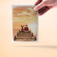 Sunset Christmas Card Set - Santa's Dog Boat Dock Gift For Her - Tropical Beach Christmas In July Lake House Gifts For Him