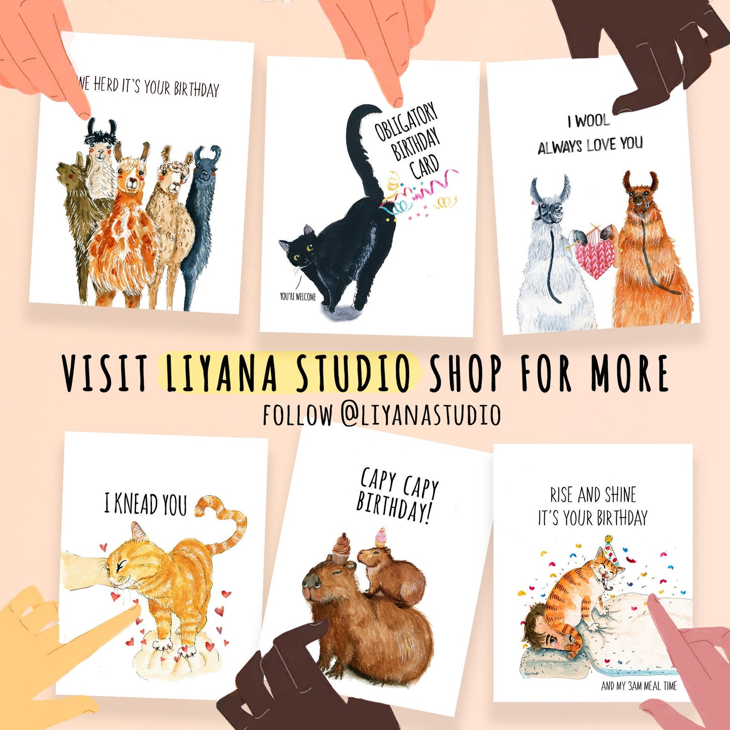 Black Bear Birthday Cards For Her - Picnic Kids Birthday Party Card - Whimsical Woodland Animals Birthday Card Funny - Liyana Studio