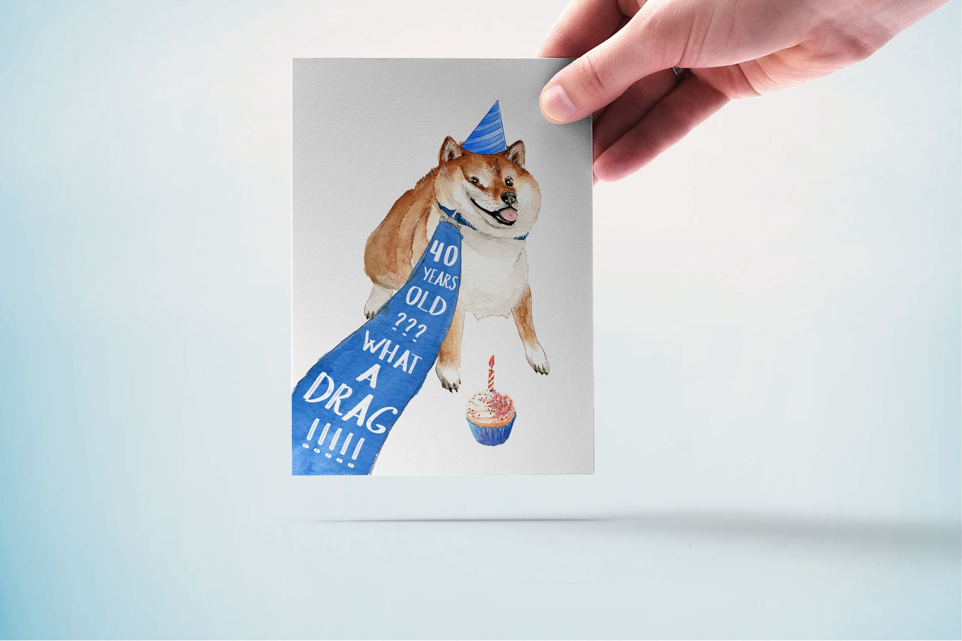 Doge Funny 40th Birthday Card For Best Friend - Shiba Inu Dog Birthday Cards For Men - Cute 40th Birthday Gift For Women