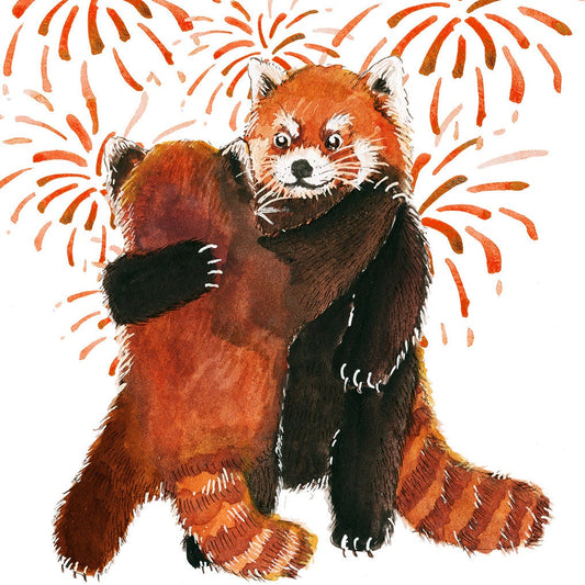 Red Panda Wedding Card Funny - Happily Ever After - Wedding Dance Fireworks - Bridal Shower Gifts - Liyana Studio