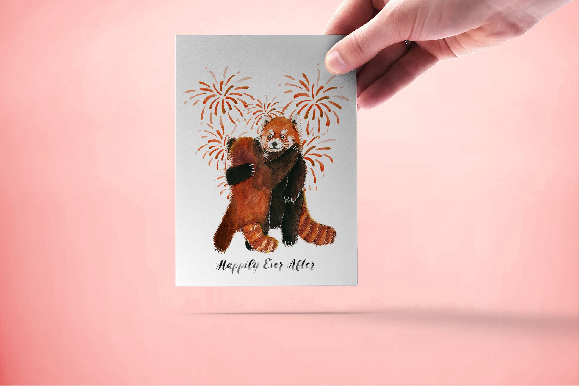 Red Panda Wedding Card Funny - Happily Ever After - Wedding Dance Fireworks - Bridal Shower Gifts - Liyana Studio
