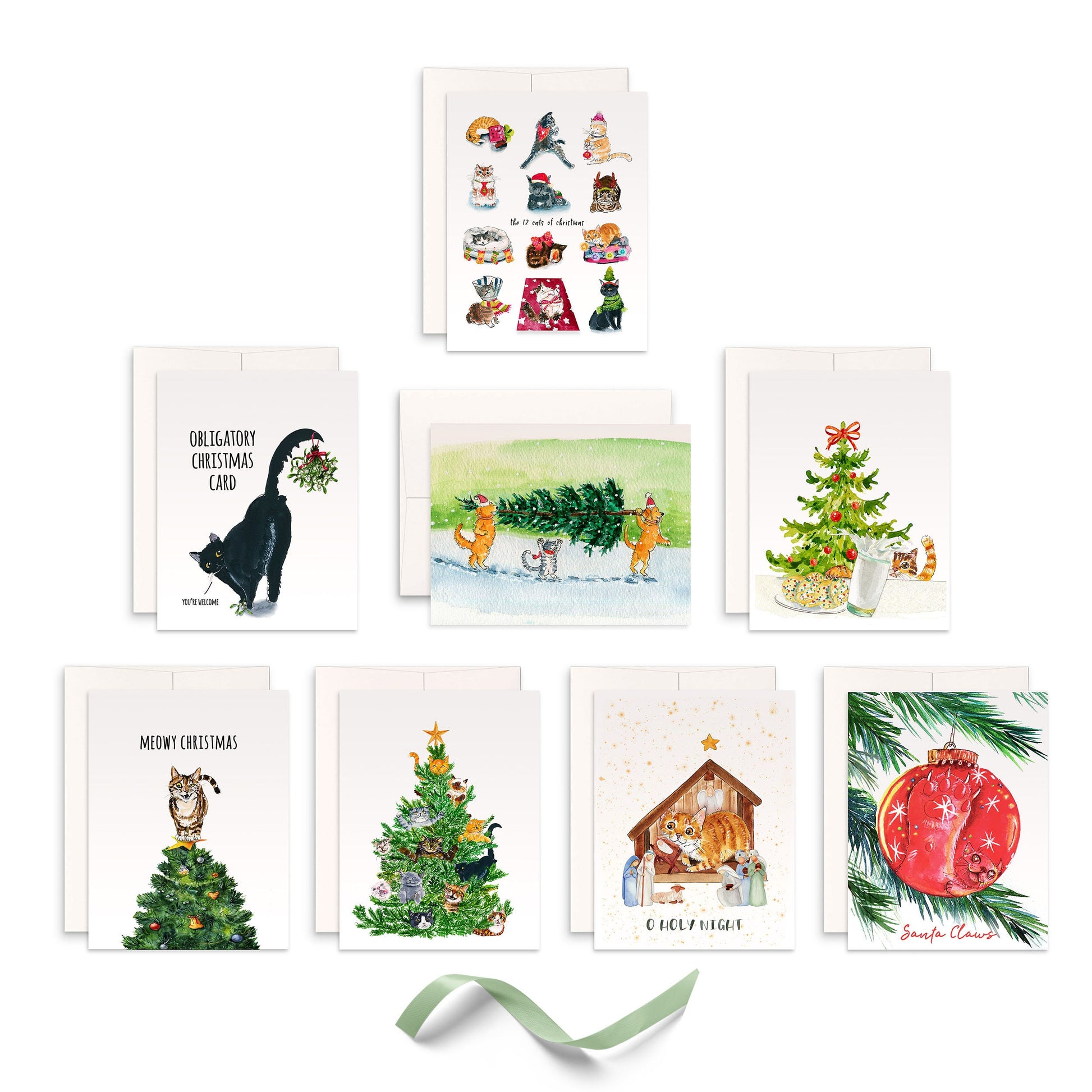 Capybara Holiday Cards For Friends - Hot Spring Bathing Capy Family Funny Christmas Card Set - Happy New Year Cards From Baby -Liyana Studio