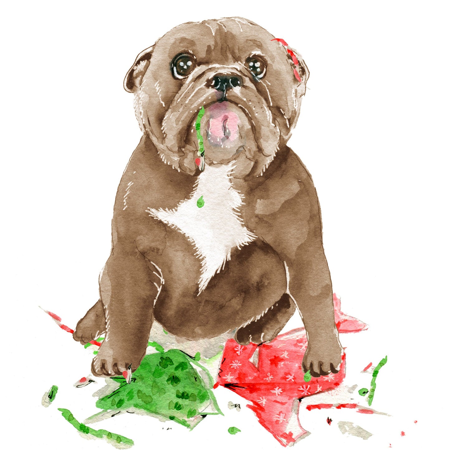 Pitbull Dog Christmas Card Funny - Naughty Or Nice - Bull Dog Mom Holiday Gift - Liyana Studio