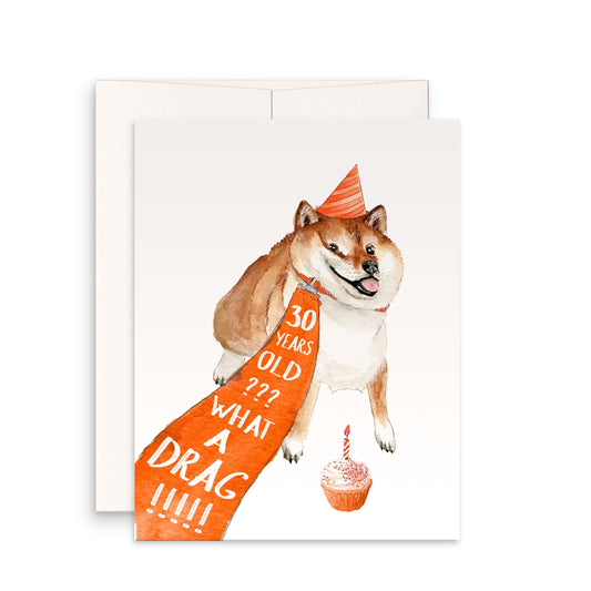 Funny 30th Birthday Card For Best Friend - Shiba Inu Dog Birthday Cards For Men - Cute 30th birthday gift for women