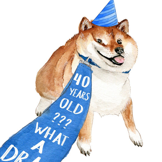 Doge Funny 40th Birthday Card For Best Friend - Shiba Inu Dog Birthday Cards For Men - Cute 40th Birthday Gift For Women