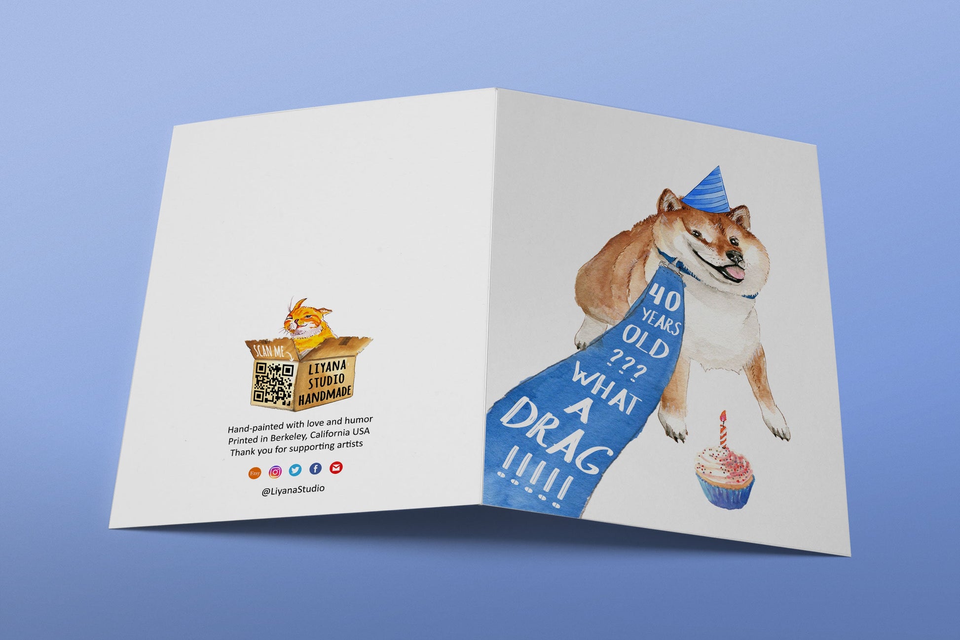 Doge Funny 40th Birthday Card For Best Friend - Shiba Inu Dog Birthday Cards For Men - Cute 40th Birthday Gift For Women