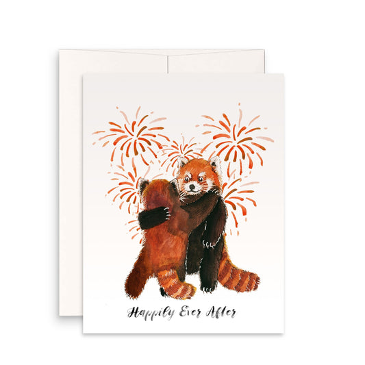 Red Panda Wedding Card Funny - Happily Ever After - Wedding Dance Fireworks - Bridal Shower Gifts - Liyana Studio