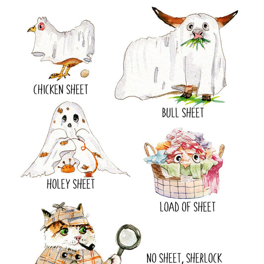 Boo Sheet Funny Halloween Cards Set - Costume Party Halloween Card - Ghost Spooky Season Gifts For Her