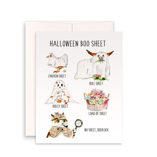 Boo Sheet Funny Halloween Cards Set - Costume Party Halloween Card - Ghost Spooky Season Gifts For Her