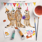 Postcard Perpetual Calendar - Party Animal Birthday Calendar - Watercolor Illustrated Small Desk Calendar With Stand - Liyana Studio