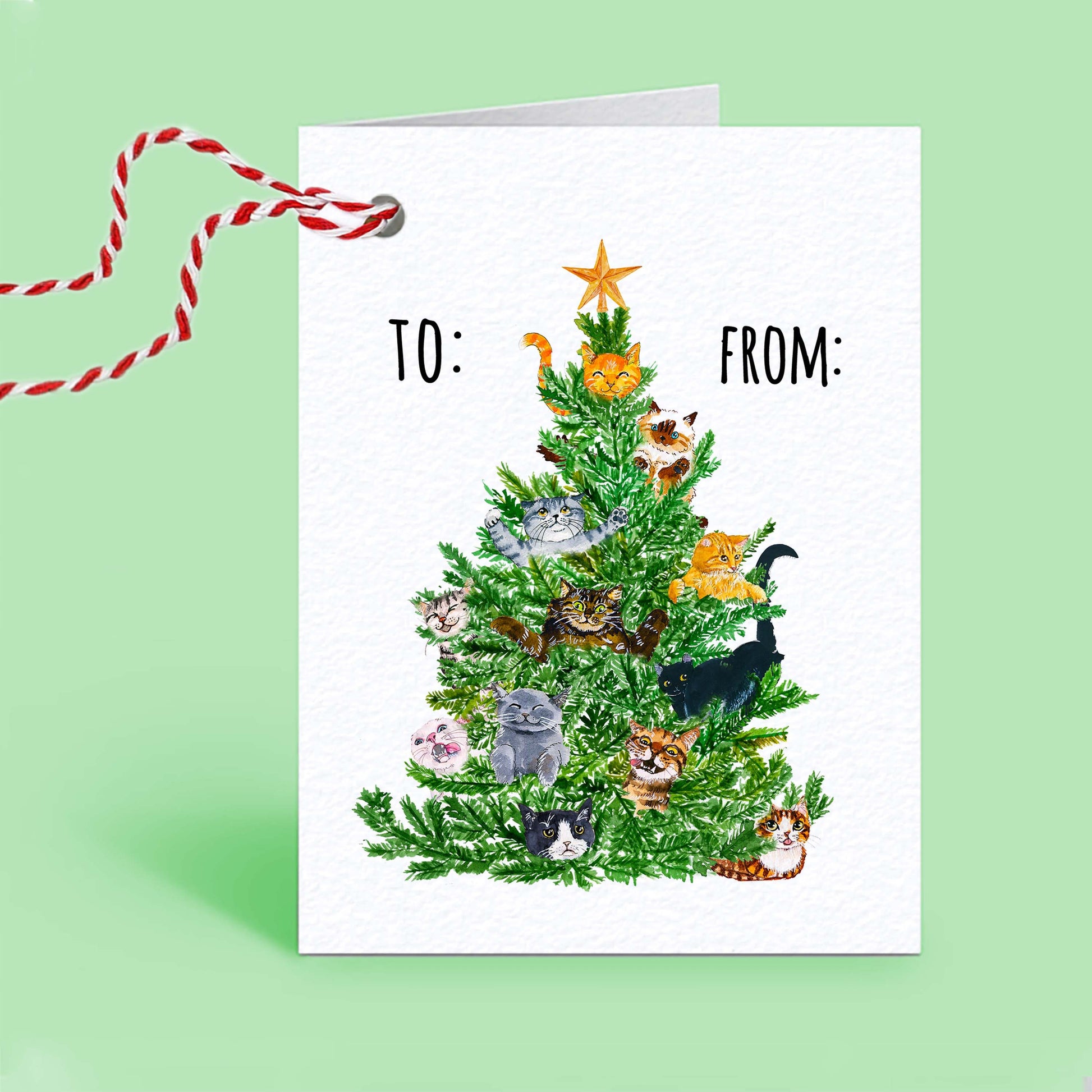 Dogs Cats Christmas Gift Tags - Funny Christmas Tags For Pet Lovers Friend - Christmas Tree Mini Cards - Liyana Studio