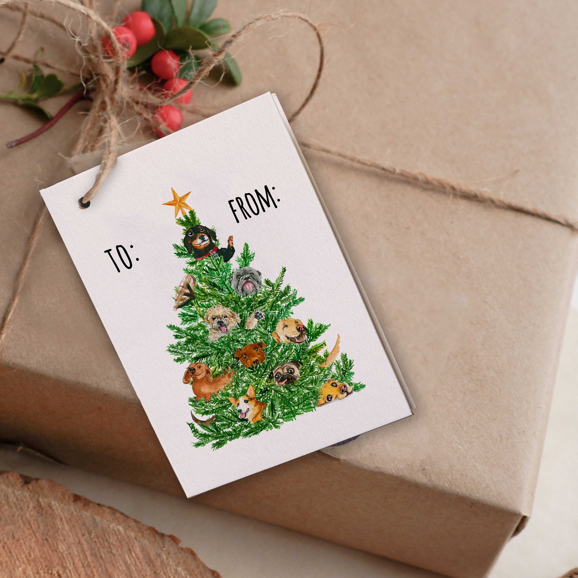 Dogs Cats Christmas Gift Tags - Funny Christmas Tags For Pet Lovers Friend - Christmas Tree Mini Cards - Liyana Studio