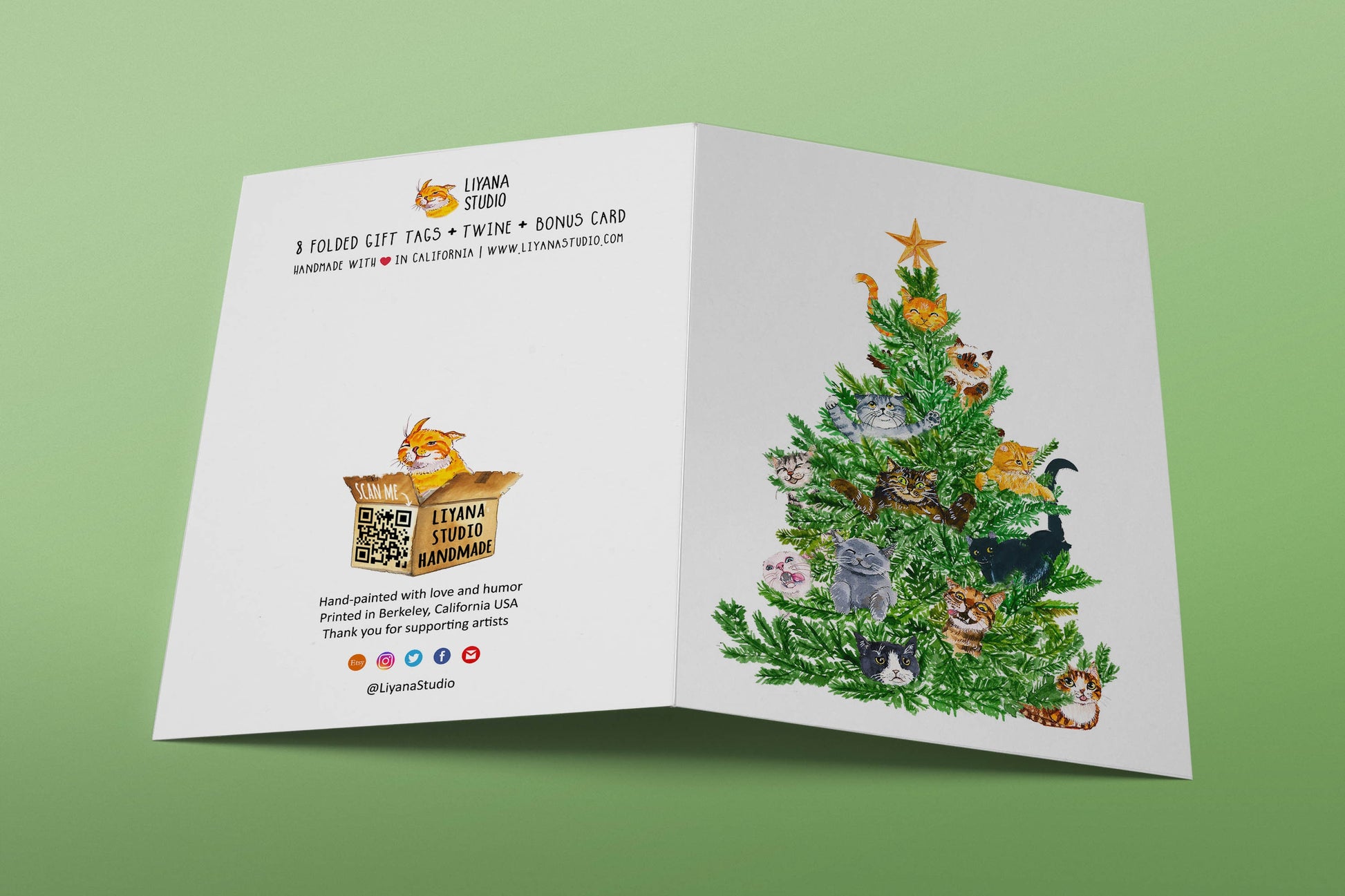 Dogs Cats Christmas Gift Tags - Funny Christmas Tags For Pet Lovers Friend - Christmas Tree Mini Cards - Liyana Studio