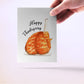 Cat Turkey Leg Happy Thanksgiving Cards Funny - Tabby Orange Cat Holiday Card For Cat Lover Gift - Handmade By Liyana Studio Greetings