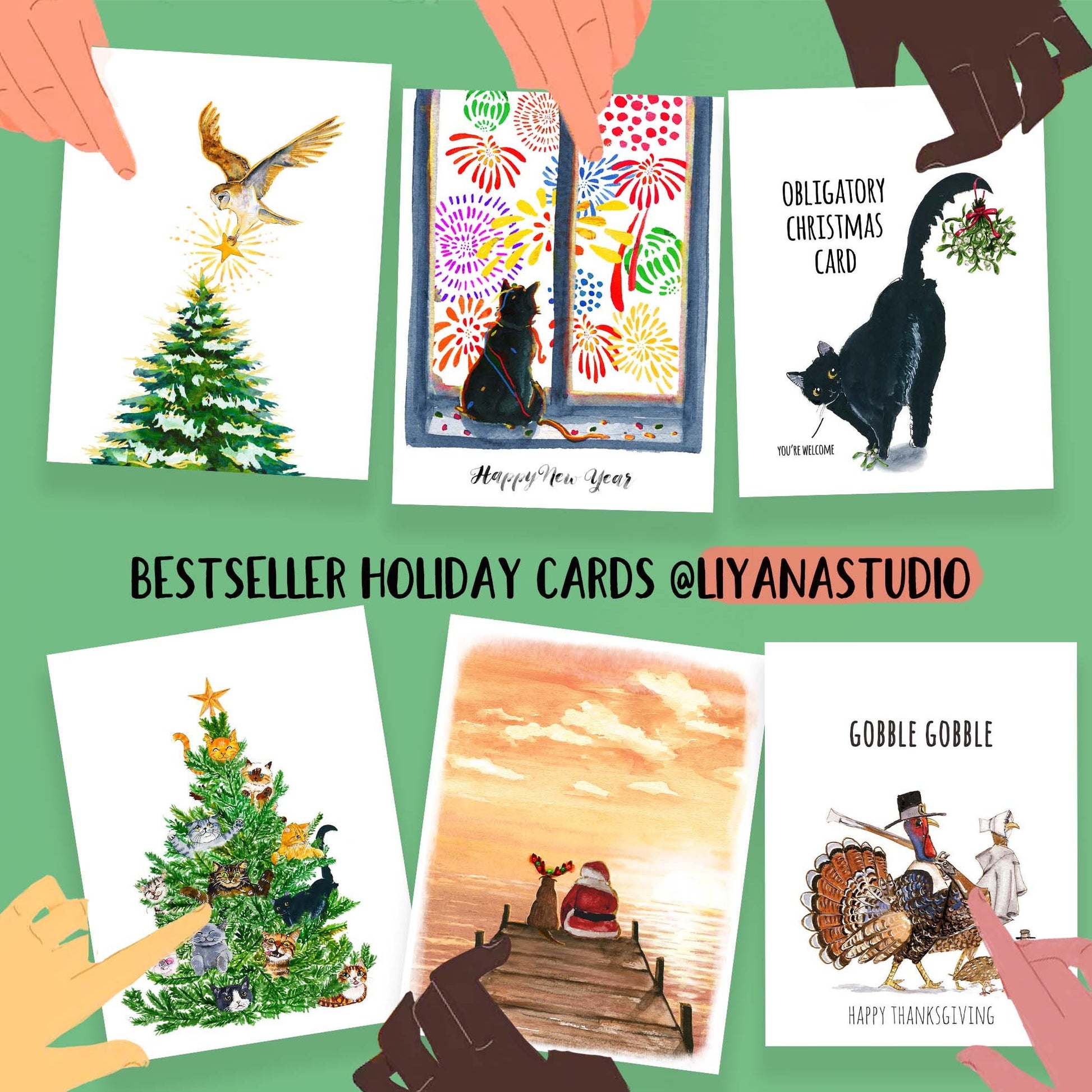 Dogs Cats Christmas Gift Tags - Funny Christmas Tags For Pet Lovers Friend - Christmas Tree Mini Cards - Liyana Studio