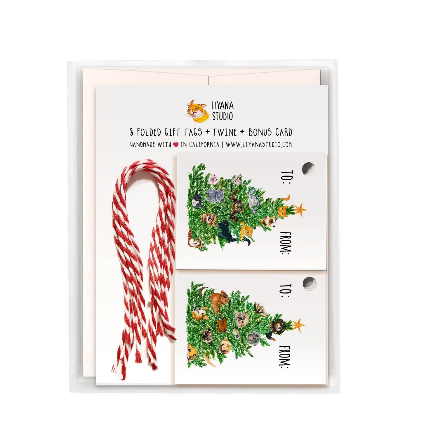 Dogs Cats Christmas Gift Tags - Funny Christmas Tags For Pet Lovers Friend - Christmas Tree Mini Cards - Liyana Studio