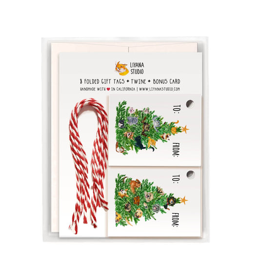 Dogs Cats Christmas Gift Tags - Funny Christmas Tags For Pet Lovers Friend - Christmas Tree Mini Cards - Liyana Studio