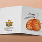 Cat Turkey Leg Happy Thanksgiving Cards Funny - Tabby Orange Cat Holiday Card For Cat Lover Gift - Handmade By Liyana Studio Greetings