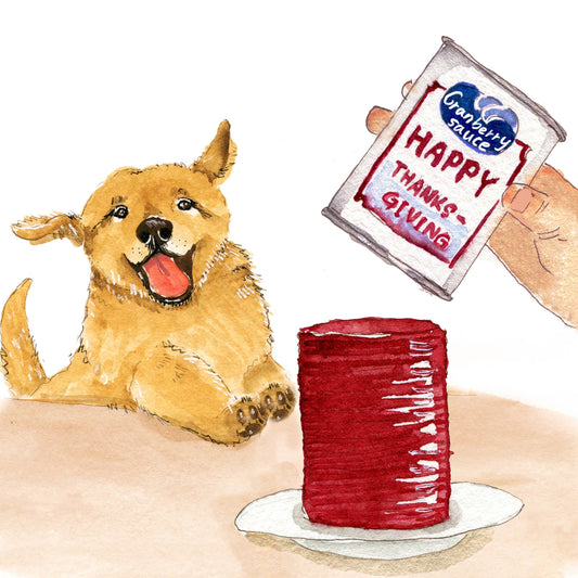 Canned Cranberry Sauce Happy Thanksgiving Cards Funny - Thanksgiving Gift For Dog Lovers - Handmade By Liyana Studio Greetings