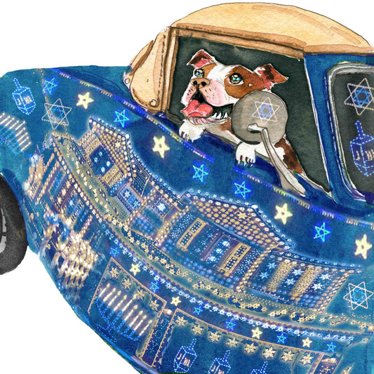 Dog Funny Hanukkah Cards Set - Winter Wonderland Holiday Chanukah Cards For Dog Lovers - Handmade Greeting Cards By Liyana Studio