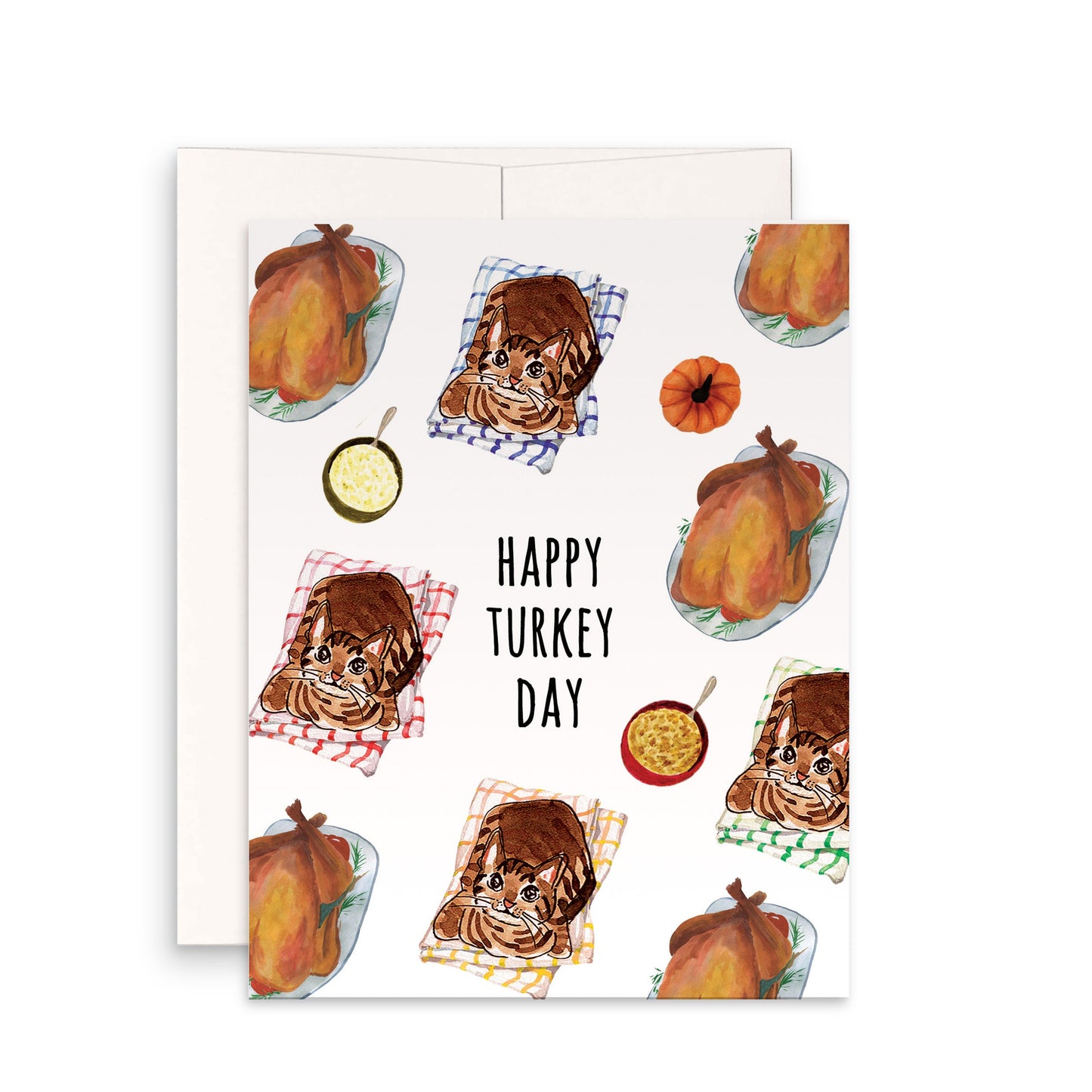 Funny Thanksgiving Cards Set - Turkey Dog Cat Holiday Cards For Friends- Handmade Greeting Cards By Liyana Studio