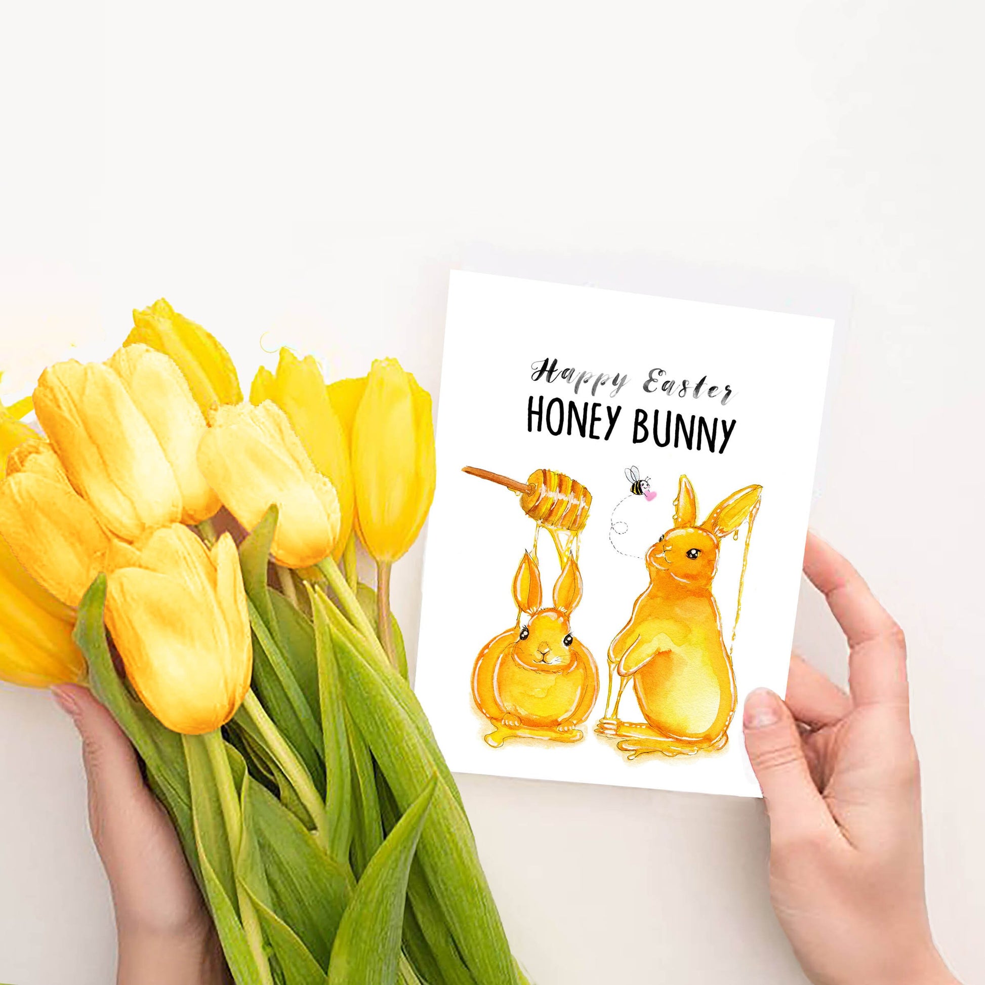 10 Happy Easter Cards Pack - Easter Bunny Egg Basket Gifts- Spring Greeting Card Pack For Kids - Liyana Studio Greeting Cards Handmade